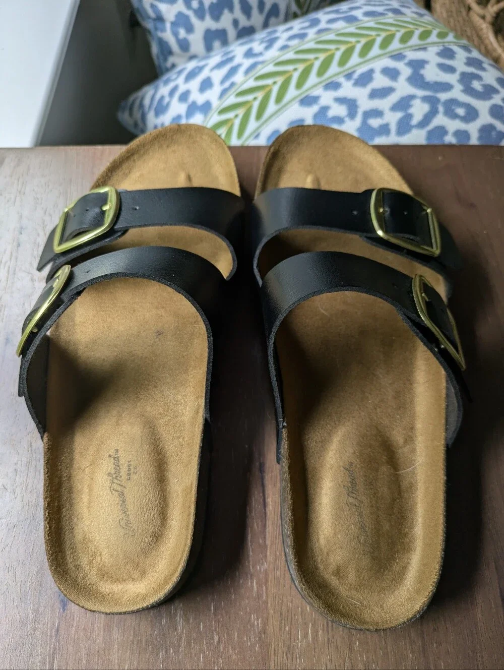 Double-Buckle Cork Footbed Sandals